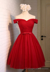 Red Tulle Short Prom Dresses, A-Line Party Dresses