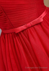 Red Tulle Short Prom Dresses, A-Line Party Dresses