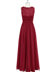 Burgundy Long Chiffon Bridesmaid Dress Party Dress