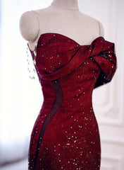 Elegant Black And Red Sweetheart Mermaid Long Prom Dresses, Black And Red Evening Dresses