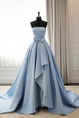 A-Line Strapless Sleek Satin Elegant Party Prom Formal Evening Dresses