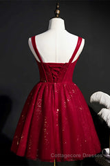 Red Sequins Straps A-Line Short Homecoming Dress