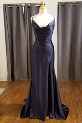 Black Cowl Neck Mermaid Long Prom Dresses