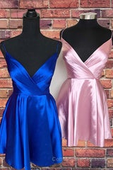 Spaghetti Straps Satin Homecoming Dress