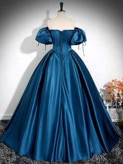 Royal Blue A-Line Prom Dresses Off The Shoulder Pleated Dresses