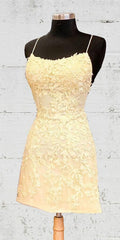 Free Shipping Short Yellow Prom Dresses, 5925