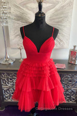 Multi-Tiered V-Neck Backless A-Line Short Party Dress