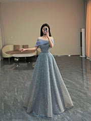 Luxurious Off The Shoulder A-line Evening Dresses, Birthday Party Gown