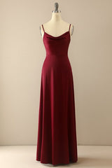 burgundy simple long bridesmaid prom Dresses