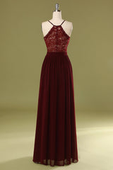 Sheath V Neck Burgundy Bridesmaid Dress with Lace Back