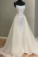 Sparkle Sequined Long Formal Dresses with Detached Train