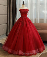 Burgundy Tulle Lace Long Prom Gown Burgundy Tulle Lace Formal Dress