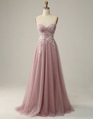 A-Line Sweetheart Neckline Long Prom Dress With Appliques