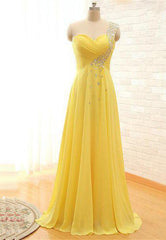 Floor-Length/Long A-Line/Princess One Shoulder Beading Chiffon Prom Dresses