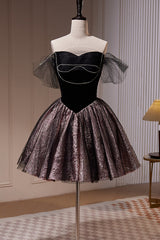 A Line Off the Shoulder Tulle Short Prom Dresses, New Style Homecoming Gown