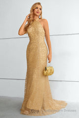 Yellow Halter Neck Mermaid Prom Dress