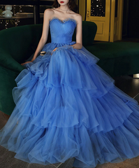 Blue Sweetheart Strapless Formal Graduation Dress Sweet 16 Dress