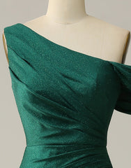 Dark Green Off The Shoulder Long Glitter Prom Dress With Split