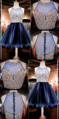 Charming Great Cute Homecoming Dresses, Homecoming Dresses, Blue Homecoming Dresses, E0952