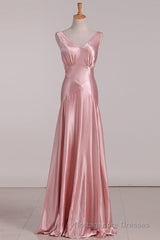 V-Neck Pink Tie Back Mermaid Bridesmaid Dress