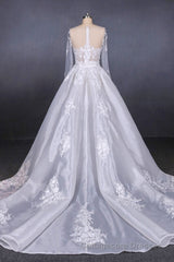 Long Sleeves Simple Elegant Wedding Dresses Lace Wedding Gowns