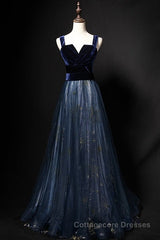 Elegant Long Lace Up Velvet Tulle Prom Dresses Modest Party Gowns