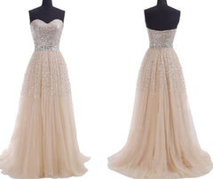 Fairytale Glitter Champagne Bling Strapless Long Prom Dresses