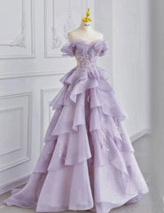 Fairy A Line Off The Shoulder Lilac Prom Dresses Evening Dresses