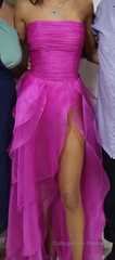 Hot Pink Simple evening dresses long prom dress