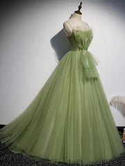 Tulle Sage Green Prom Dresses Formal Ball Gown