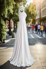 A-line Chiffon Gown Sweetheart Strapless Ruffles Long Bridesmaid Dress