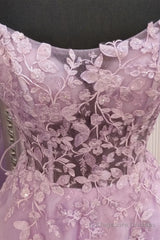 A Line Lavender Lace Long Prom Dress, Lilac Lace Formal Dress, Lavender Evening Dress