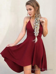 A-Line/Princess Halter Knee-Length Stretch Crepe Homecoming Dresses With Ruffles