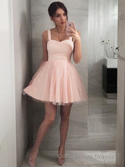 A-Line/Princess Straps Short/Mini Stretch Crepe Homecoming Dresses