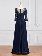 A-Line/Princess V-neck Chiffon Floor-Length Mother of the Bride Dresses With Appliques Lace