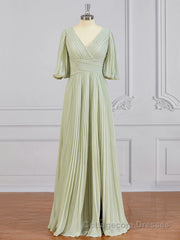 A-Line/Princess V-neck Floor-Length Chiffon Mother of the Bride Dresses