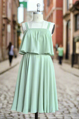 A-line Spaghetti Straps Chiffon Short Bridesmaid Dresses