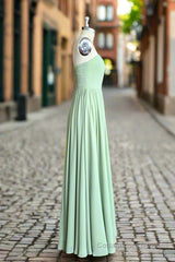 A-line Sweetheart Chiffon Floor-Length Long Bridesmaid Dress