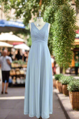 A-Line V-neck Sleeveless Chiffon Bridesmaid Dresses