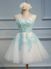 Adorable  White Tulle Sweetheart Tulle Party Dresses , Homecoming Dresses , Lovely Party Dresses