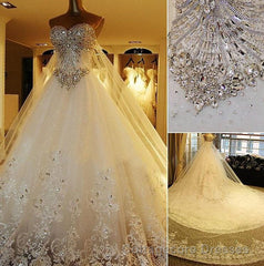 Amazing Bridal Dresses Sweetheart Appliques Crystal Beading Classic A Line Bridal Gowns