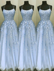 Baby Blue Prom Dresses,Long Tulle Formal Dresses Party Gown,Graduation Dresses