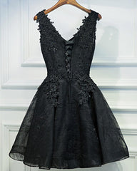 Black Lace Graduation Dresses, A Line Black Homecoming Dresses, Semi Formal Dress