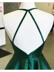 Backless Dark Green Short Prom Dresses, Short Dark Green Formal Homecoming Dresses