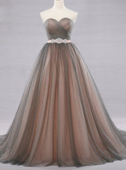 Ball Gown Gray Tulle Sweetheart With Beading Wedding Dresses