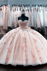 Ball Gown Organza Sweetheart Pink Quinceanera Dresses