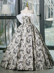 Ball Gown Print Off the Shoulder Quinceanera Dresses