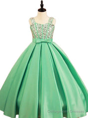 Ball Gown Spaghetti Straps Sweetheart Crystal Bow Sash Girl Dress