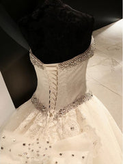 Ball-Gown Sweetheart Sequin Cathedral Train Tulle Wedding Dress