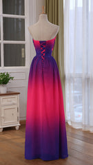 Beautiful Gradient Chiffon Sweetheart Beaded Prom Dresses A-line Gradient Party Dresses prom Dresses shops